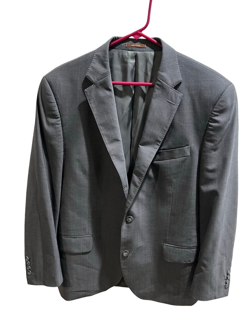 Peter Millar Suit Mens 42R Gray Check 100% Wool 2 Piece Made in Canada